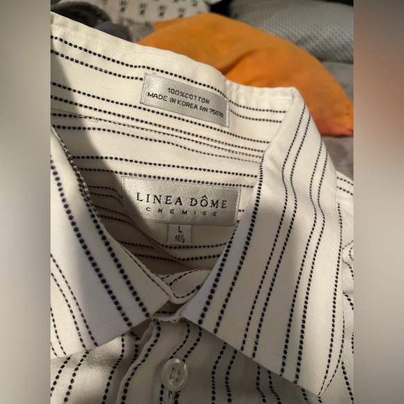 Linea Dome Chemise Men’s Large 16.5” Striped Button Down Collared Shirt - Picture 3 of 3